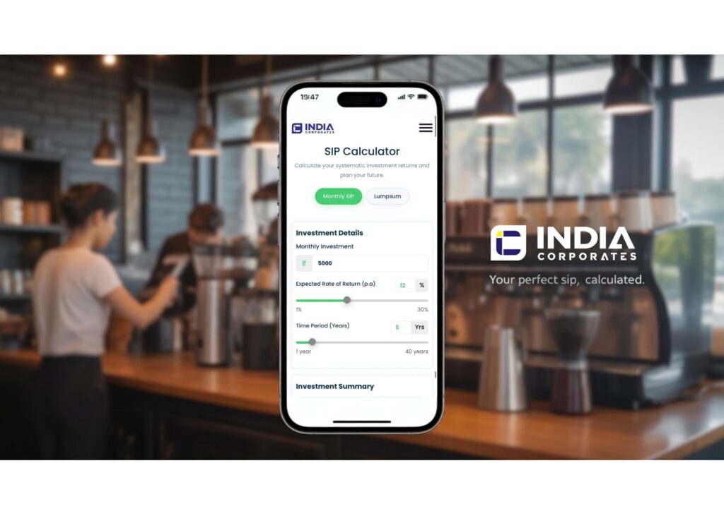 India Corporates SIP Calculator interface showing investment projections