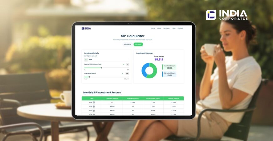 India Corporates SIP Calculator interface showing investment projections